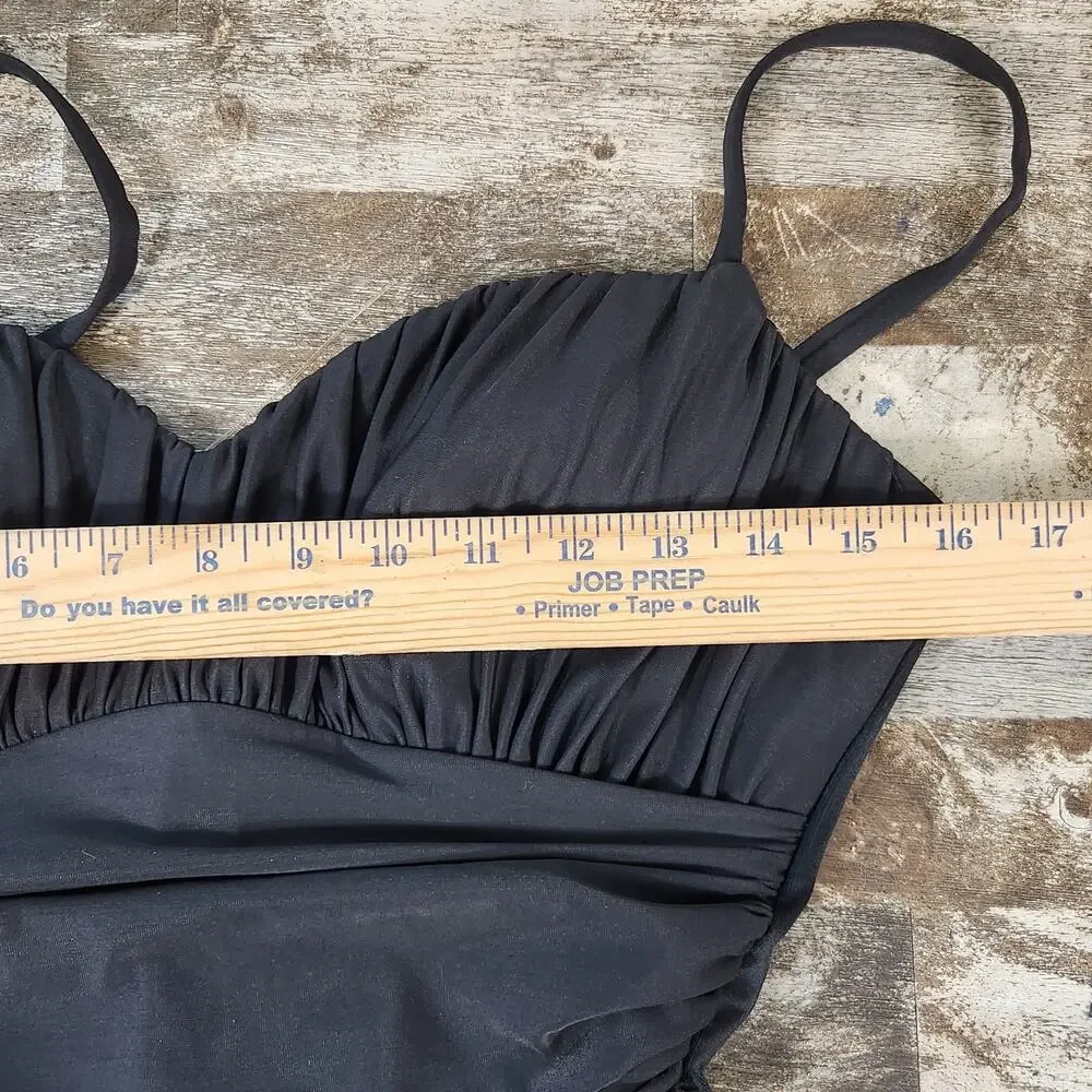 Miraclesuit One Piece Swimsuit Ruched Black Size 14 Beach Slimming Tummy Control